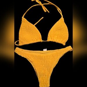 Sunny Yellow Textured Bikini Set